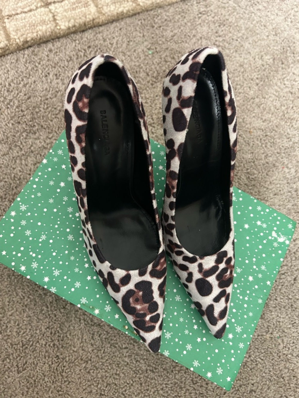 Balenciaga Knife Leopard Print Stiletto Heels - White/Brown - Picture 3 of 6